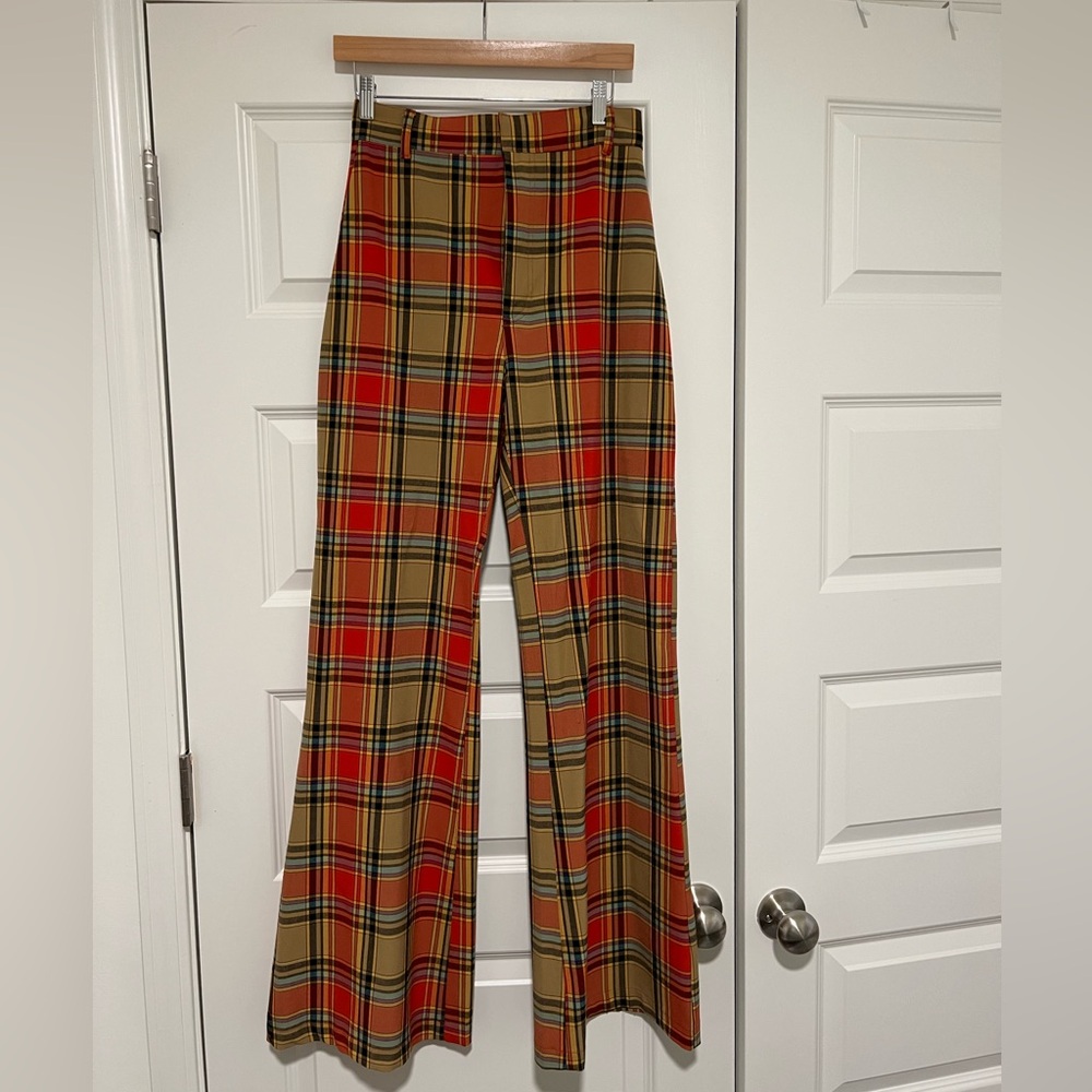 Free People Plaid Flare Pants